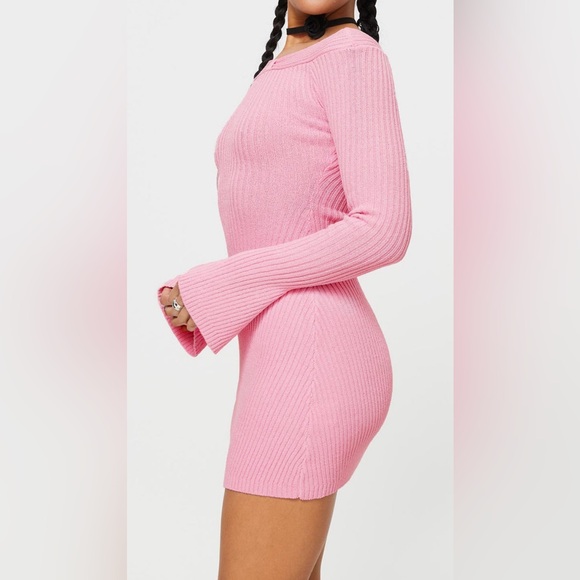 Princess Polly Pink Pember Off The Shoulder Knit Mini Dress Size M/L. NWT. - Picture 5 of 11